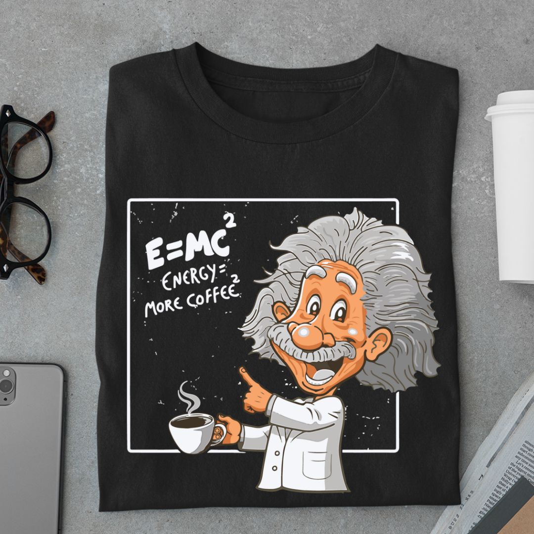 Energy Equals More Coffee Square Unisex Physics T-Shirt