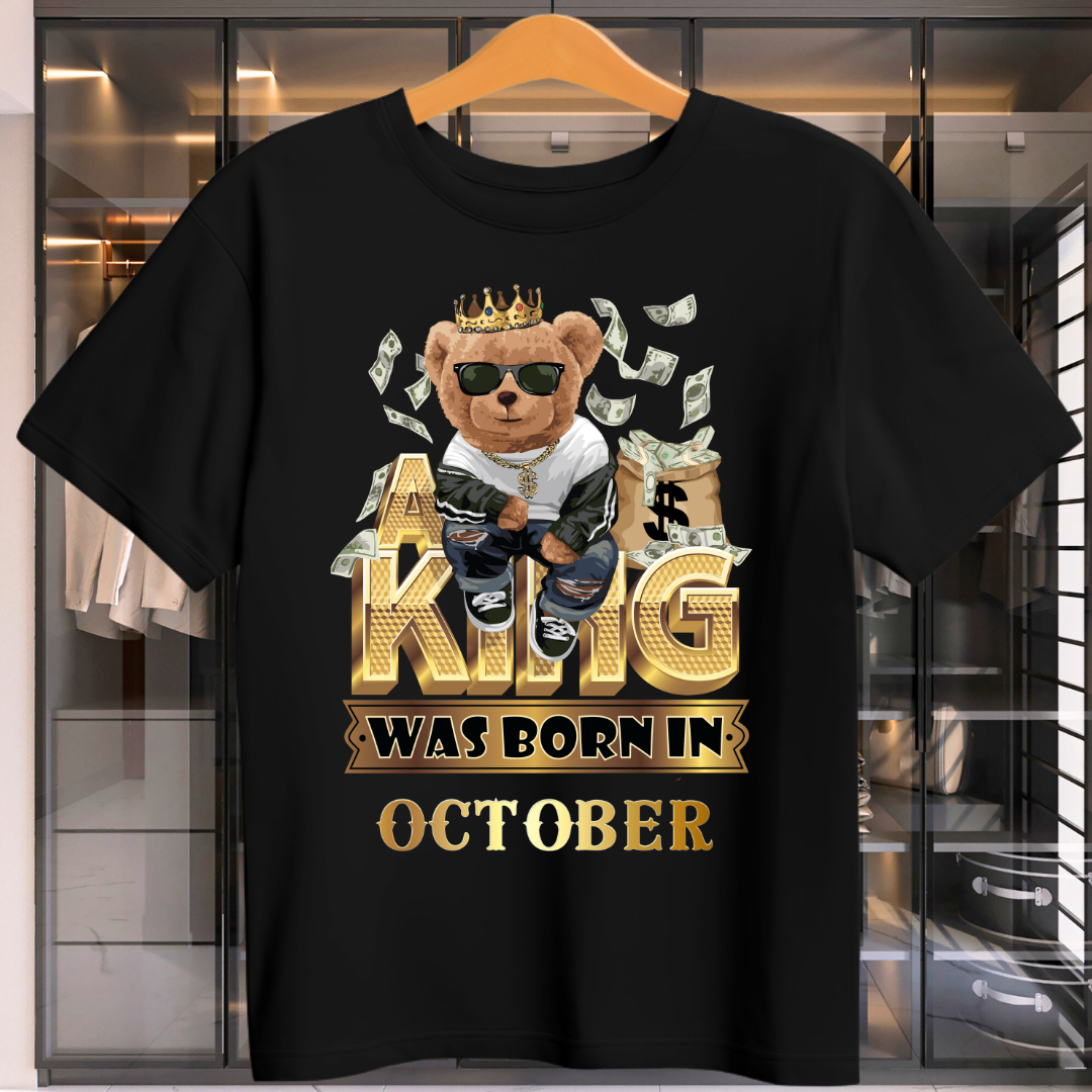 A KING WAS BORN IN OCTOBER MENS T-SHIRT