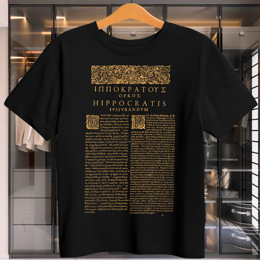 The Hippocratic Oath (Classical Version in Greek & Latin published in 1595) | Unisex T-Shirt