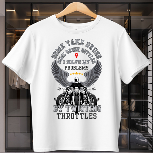 I Solve My Problems By Twisting Throttles Unisex T-Shirt