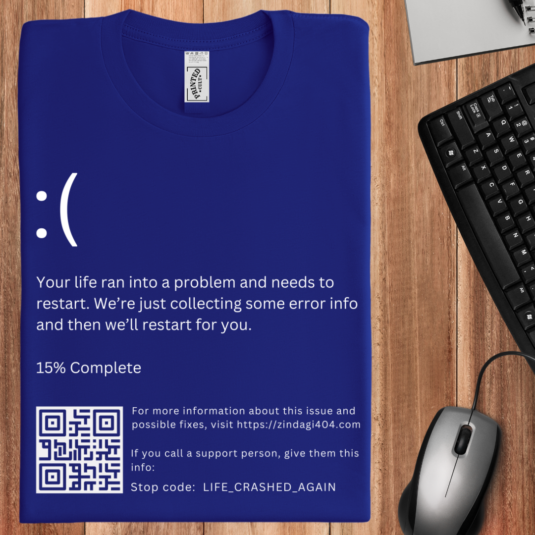 Life Crashed Blue Screen Unisex T-Shirt