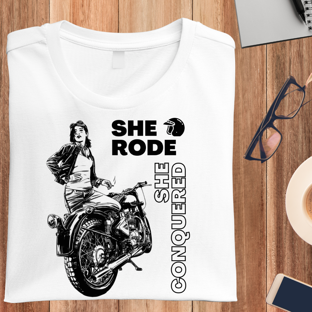 She Rode She Conquered Women's T-Shirt