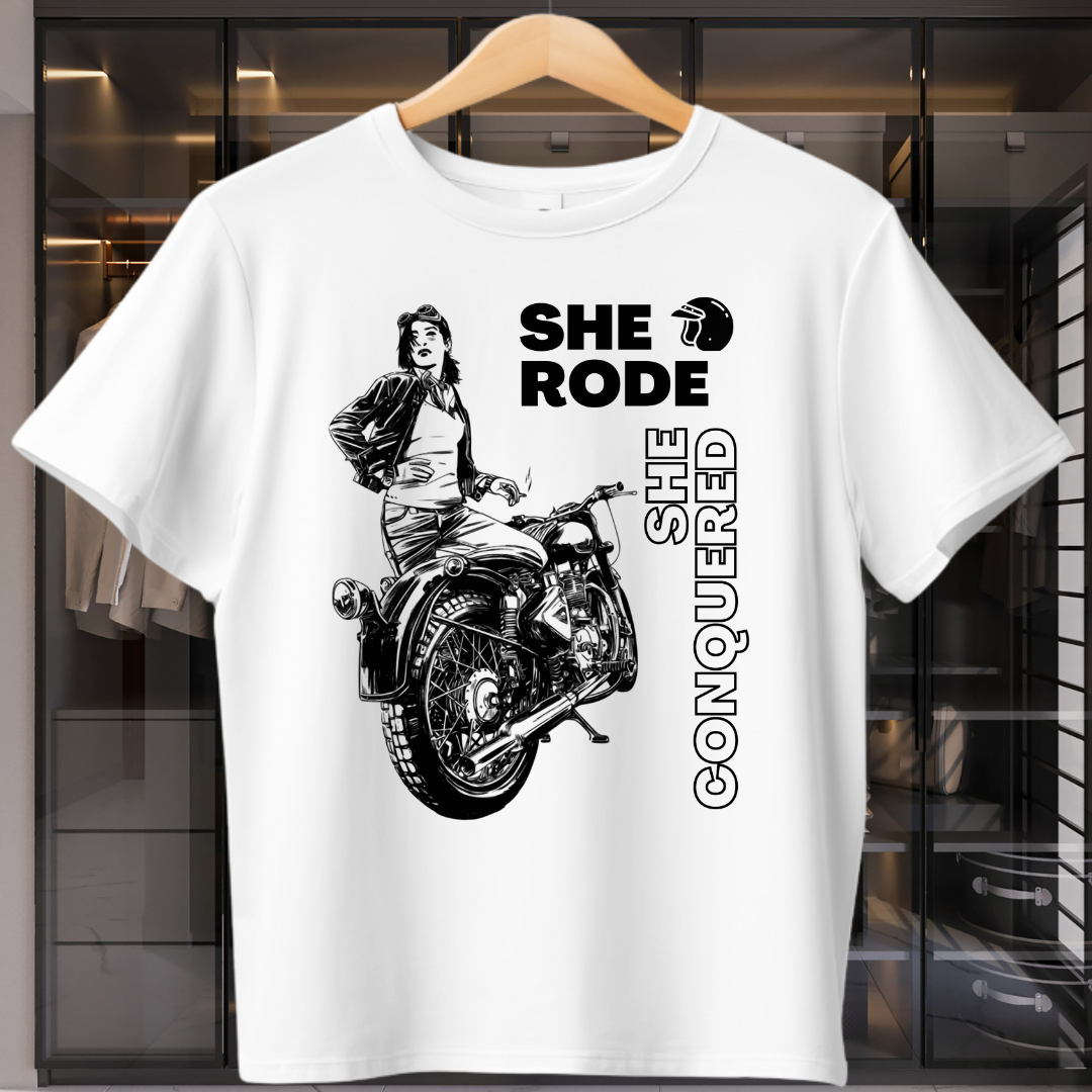 She Rode She Conquered Women's T-Shirt