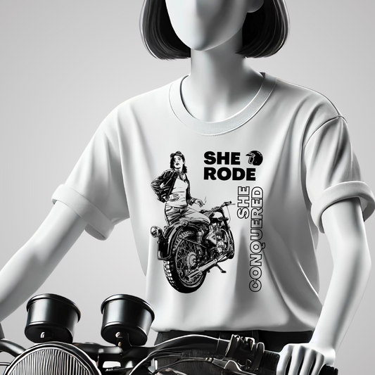 She Rode She Conquered Women's T-Shirt